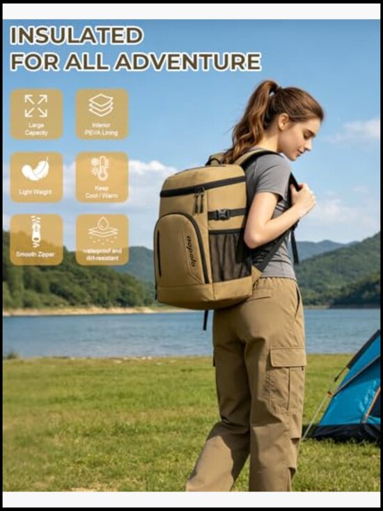 Insulated Cooler Backpack 30/45 Cans Leak Proof Thermal Bag Camping Hiking